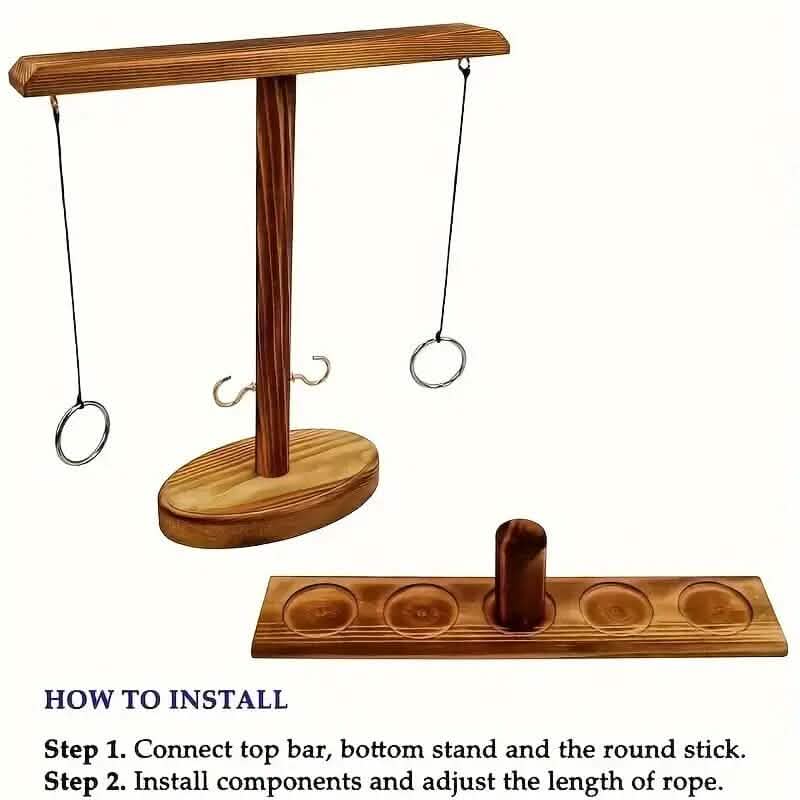 Ultimatives Ringwurfspiel aus Holz mit Haken und Ring für Indoor-Kämpfe