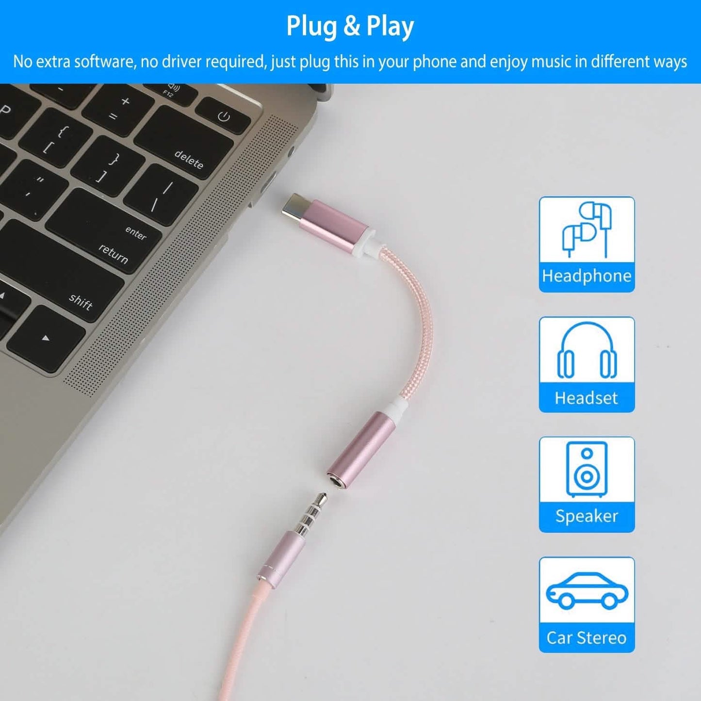 USB-C Typ C Adapteranschluss auf 3,5 mm Klinken Audio-Buchse