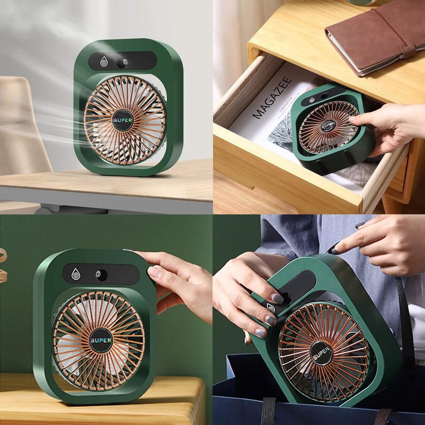 Wiederaufladbarer Desktop-Sprühventilator mit USB-Anschluss