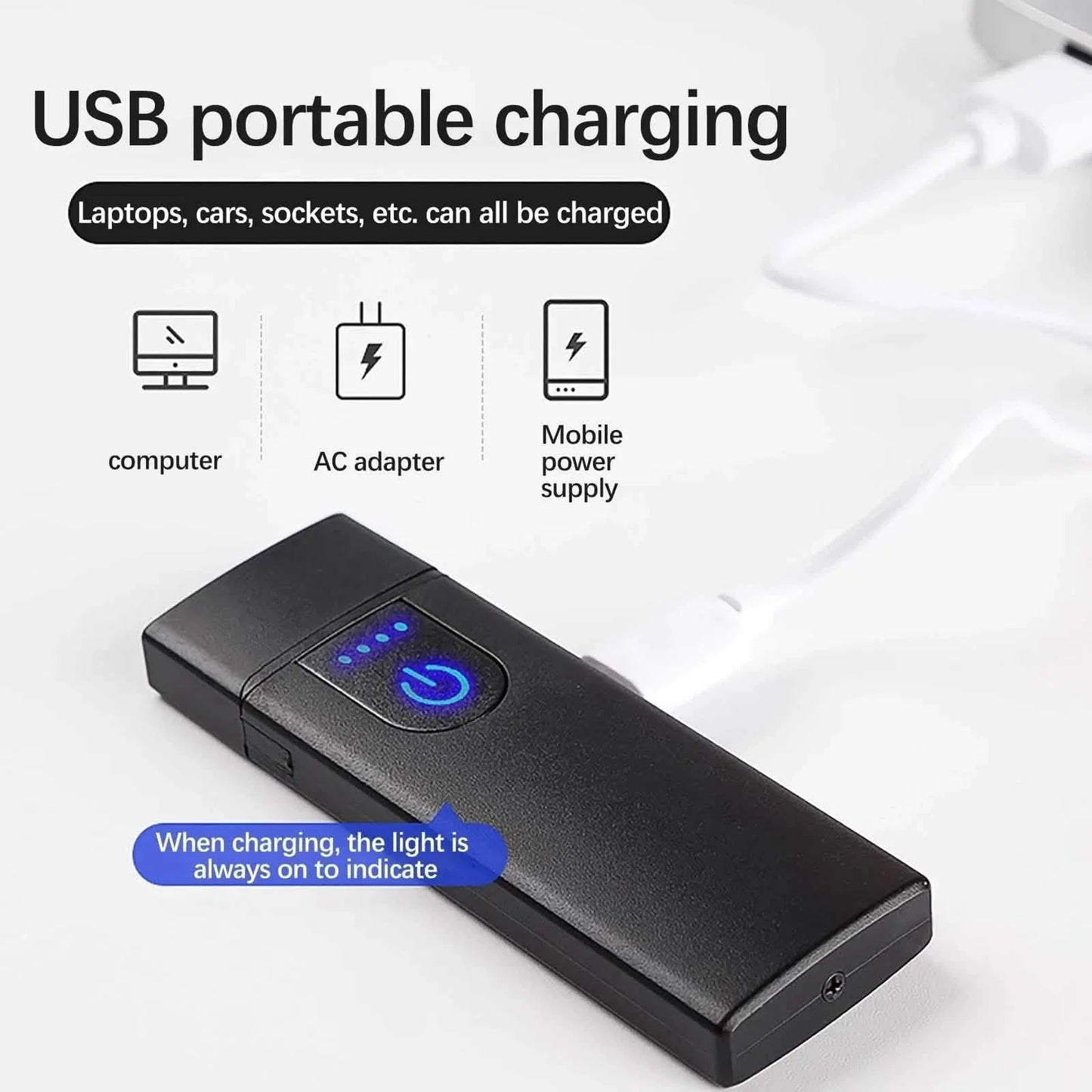 Wiederaufladbares tragbares USB-Feuerzeug mit berührungsempfindlichem Wolframfaden