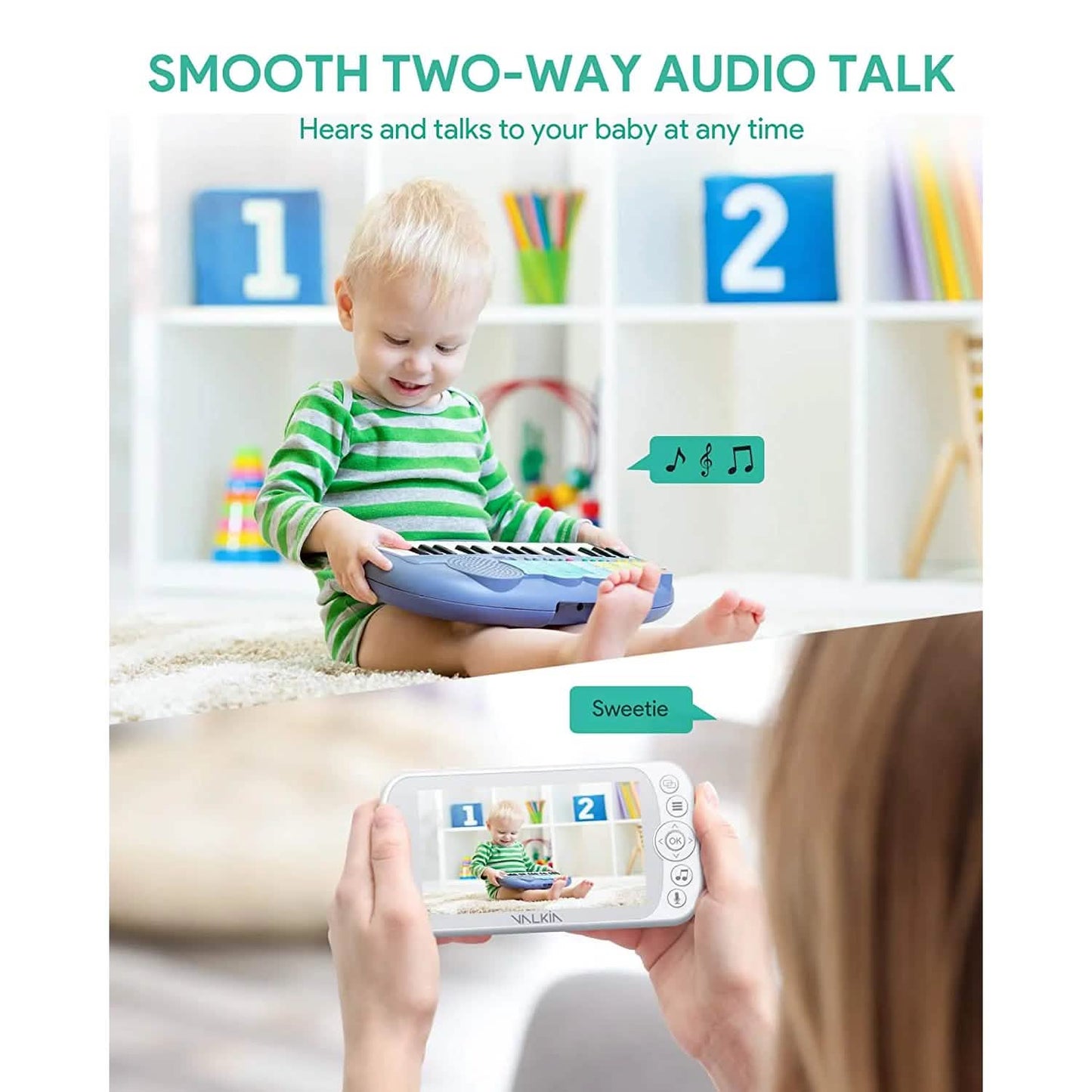 VALKIA 720P 5" HD Display Babyphone mit Kamera & Audio