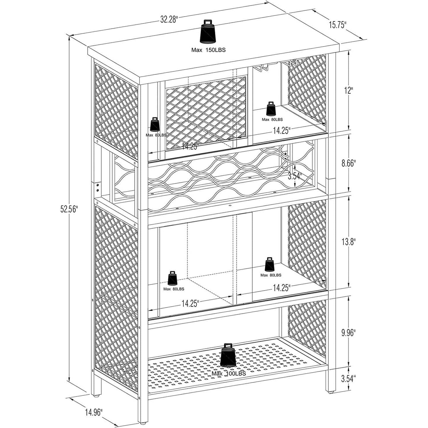Weinbarschrank für Spirituosen und Gläser