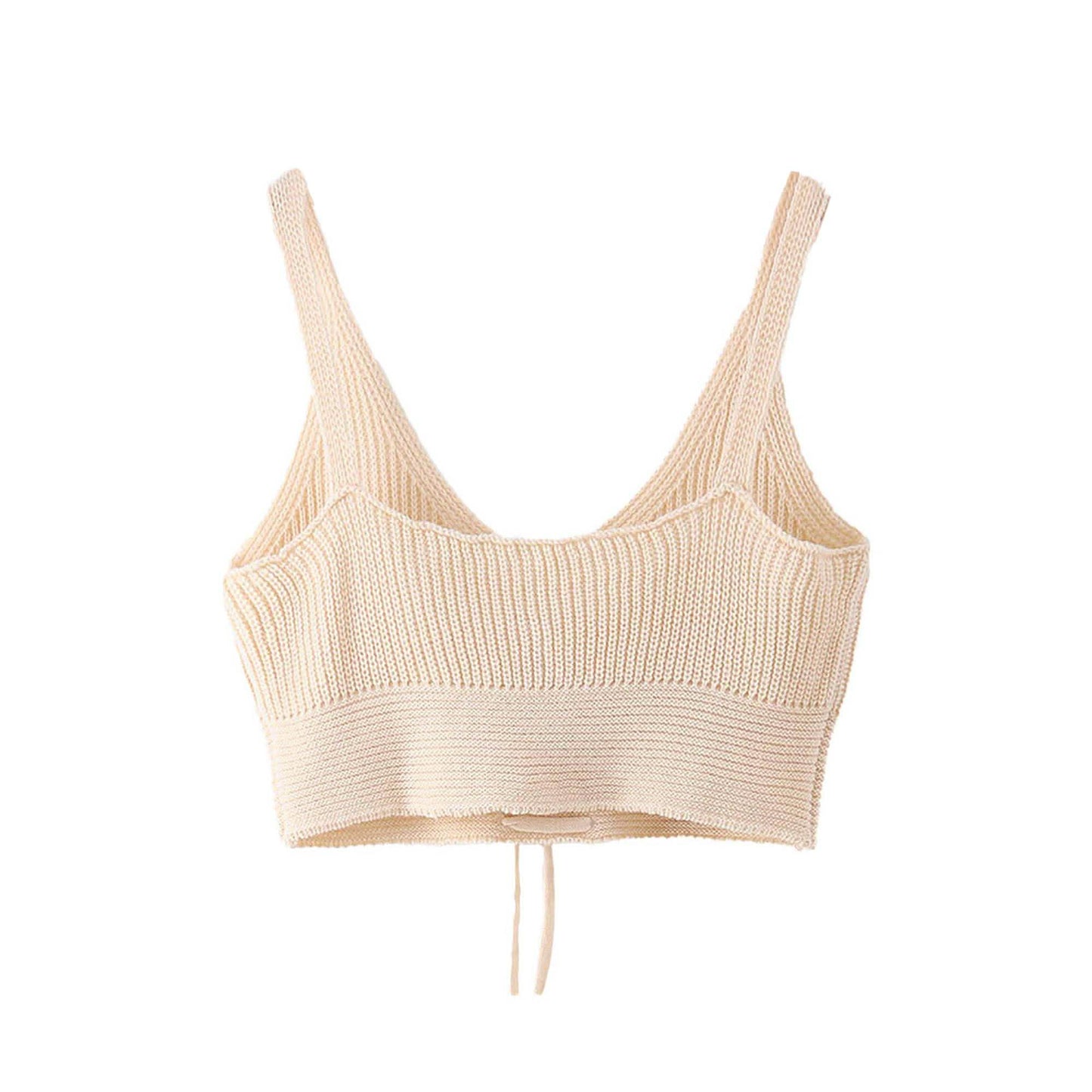 Damen ärmelloses Oberteil, Schnürung, gestricktes Cami-Tanktop, sexy, locker geschnitten, Bluse