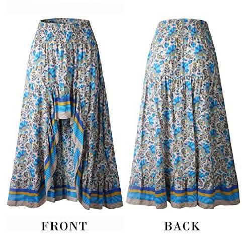 Damen Boho Maxirock mit Blumenprint