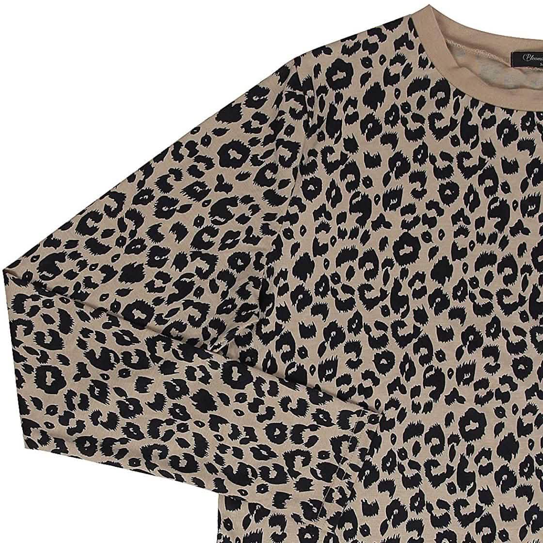 Damen Freizeit Langarmshirt mit Leopardenmuster Süße Bluse Grafik-T-Shirts