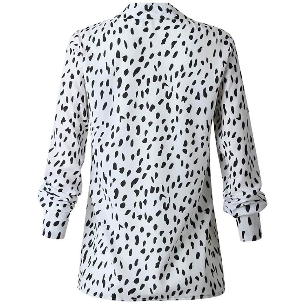 Damen Freizeit-Oberteile V-Ausschnitt Leopard Tunika Langarm Button-Down Hemden Oberteil