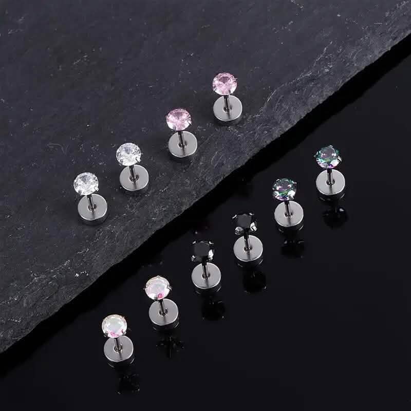 Ohrstecker aus chirurgischem Edelstahl mit flacher Rückseite und Zirkonia für Damen