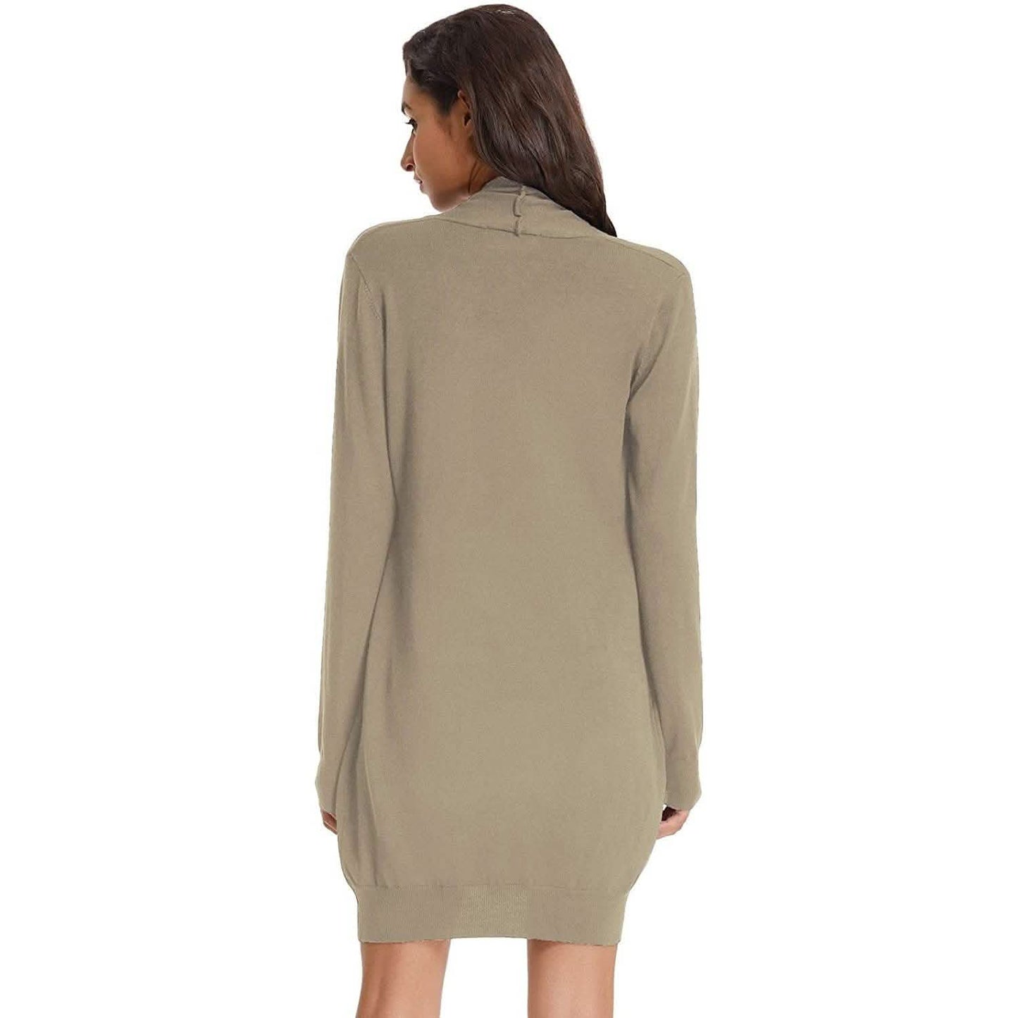 Damen Basic Unifarben Offene Lange Strickjacke