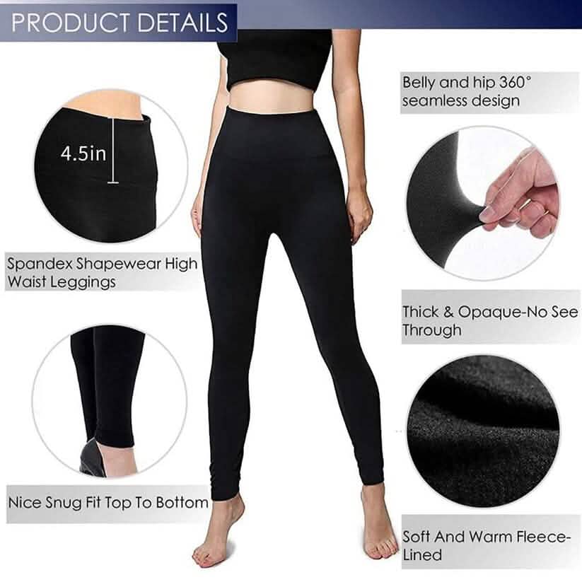 Damen Extra 220g Fleece Leggings Hoher Bund Elastisch Warm Leggings (Einheitsgröße)