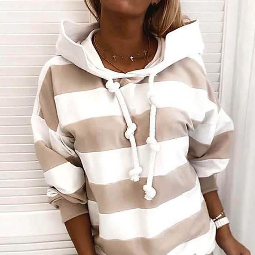 Damen Hoodie Pullover Gestreift Täglich Basic Lässige Hoodies