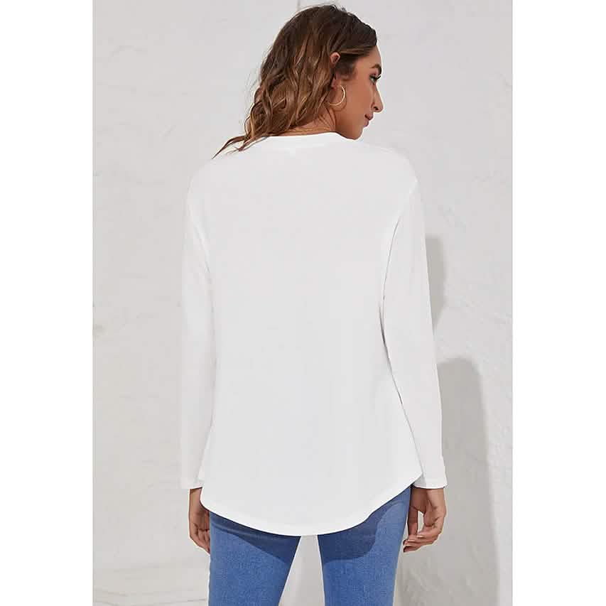 Damen Langarm Rundhals-T-Shirt