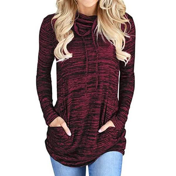 Damen Langarm Stehkragen-Oberteile Lässiges Tie-Dye Sweatshirt