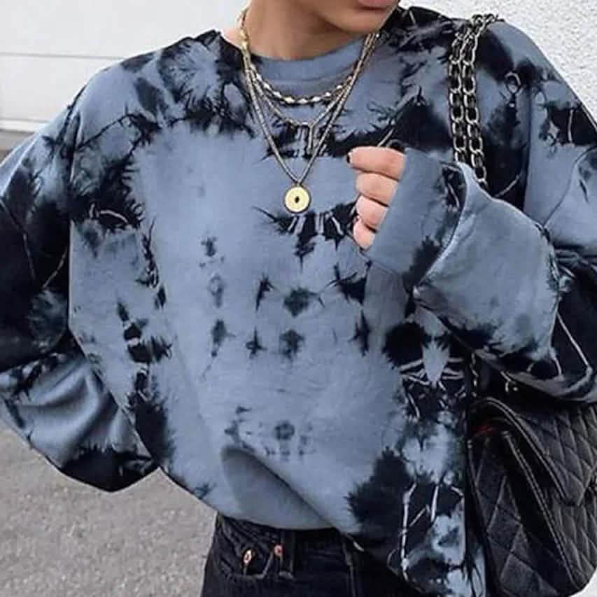 Damen Oversized Hoodie Sweatshirt Batik