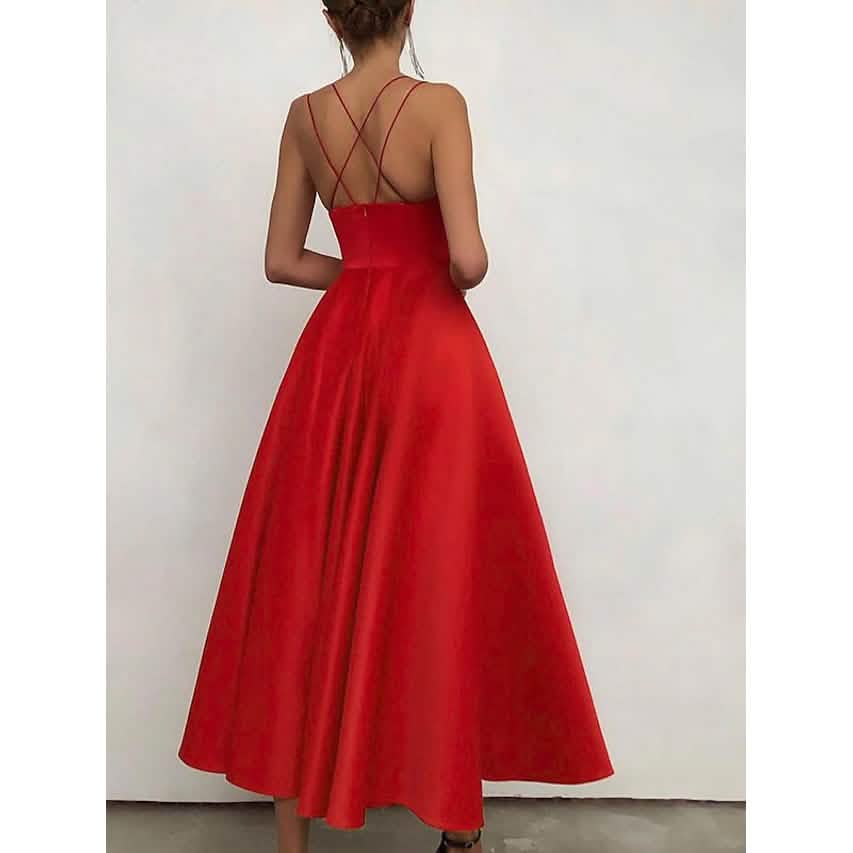 Ärmelloses, einfarbiges Maxikleid mit offener Rückenpartie für Damen