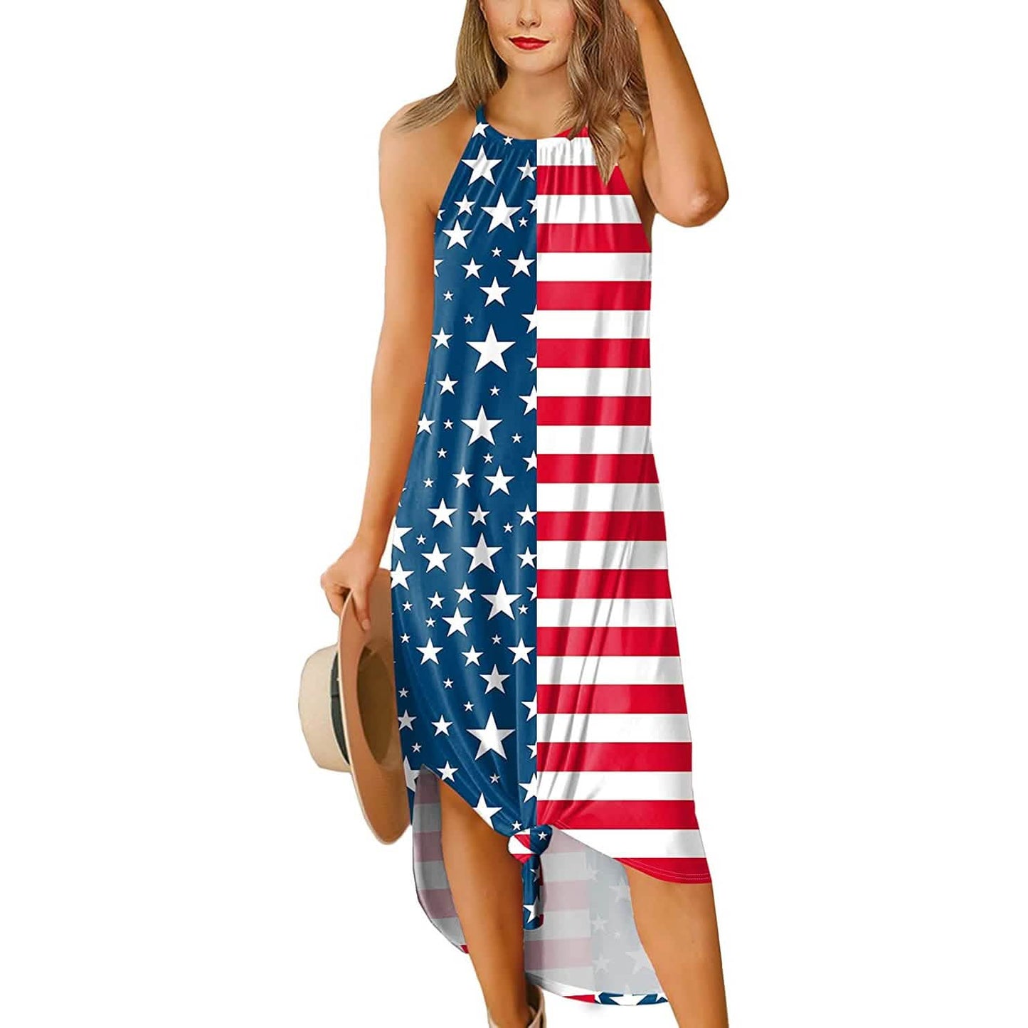 Damen-Sommerkleid mit Schlitz und offener Rückseite