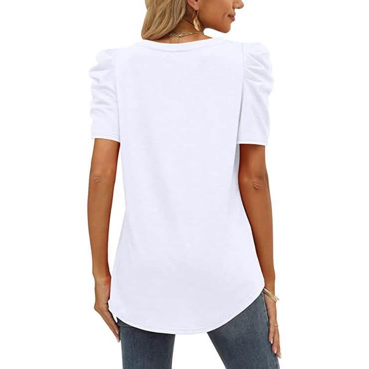 Damen Sommer V-Ausschnitt Freizeit-T-Shirt