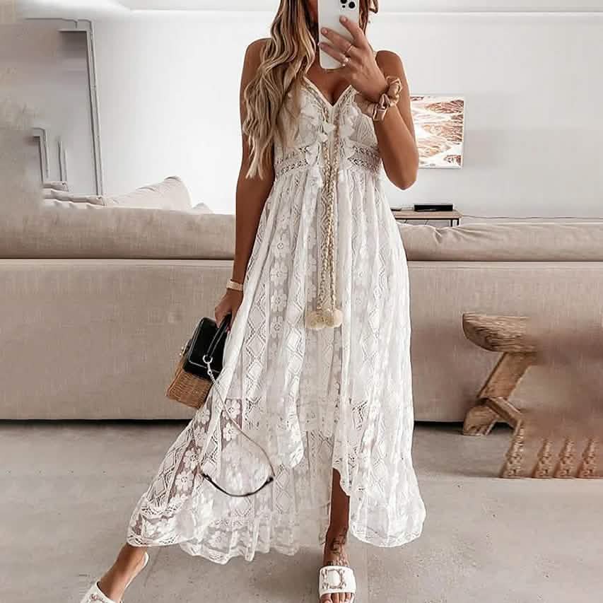 Damen Swing Maxikleid lang