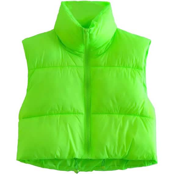 Damen Winter Crop-Weste Leichte Ärmellose Warme Oberbekleleidung Pufferweste Wattierte Gilet