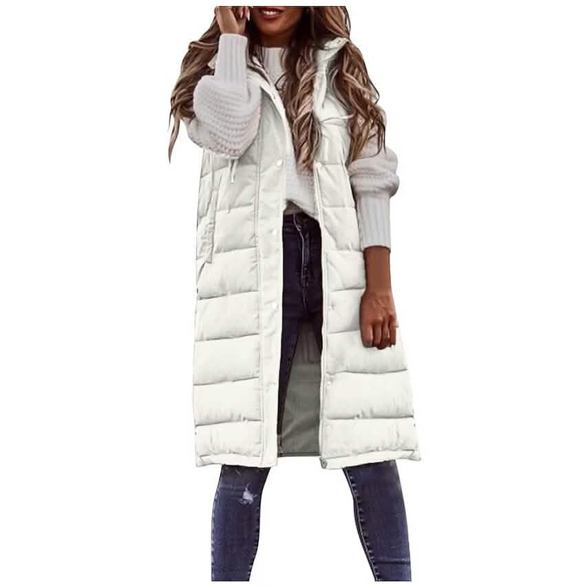 Damen Winterjacke Weste Langer Mantel Regular Fit