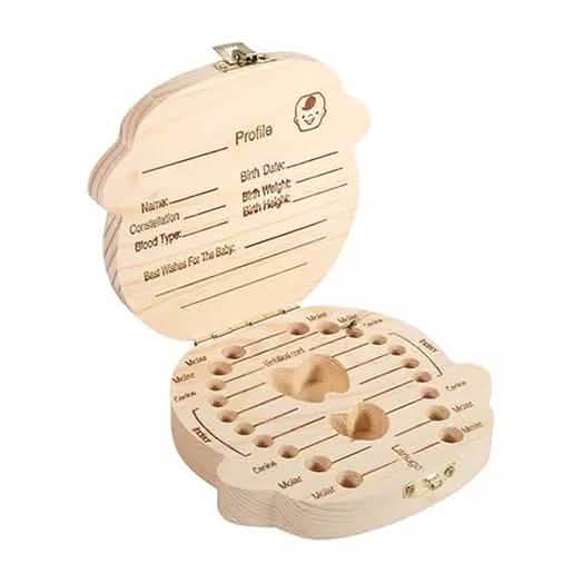Aufbewahrungsbox aus Holz für Babyzähne