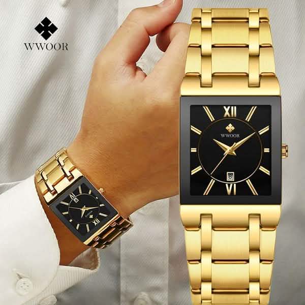 WWOOR Luxus Herren-Armbanduhr mit Datumsanzeige, quadratisch