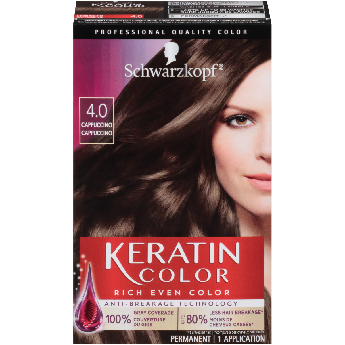 Keratinreiche, gleichmäßige Haarfarbe