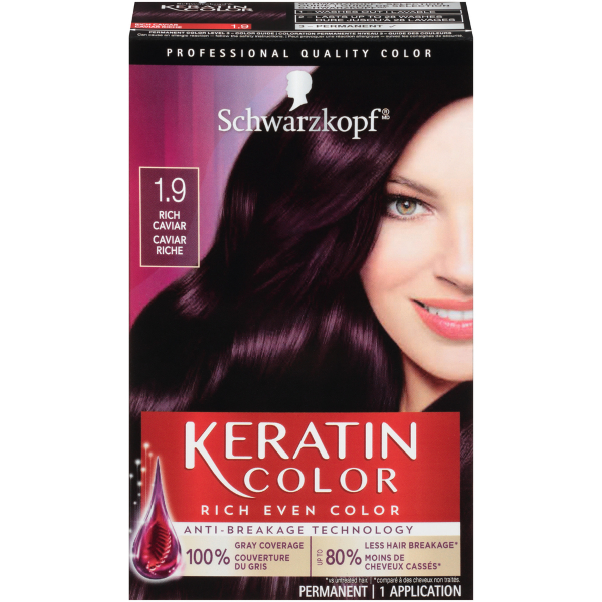 Keratinreiche, gleichmäßige Haarfarbe