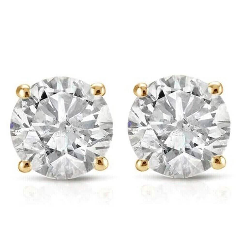 0,25 Karat Gesamtgewicht, natürliche Diamantohrstecker aus 14 Karat Weiß- oder Gelbgold