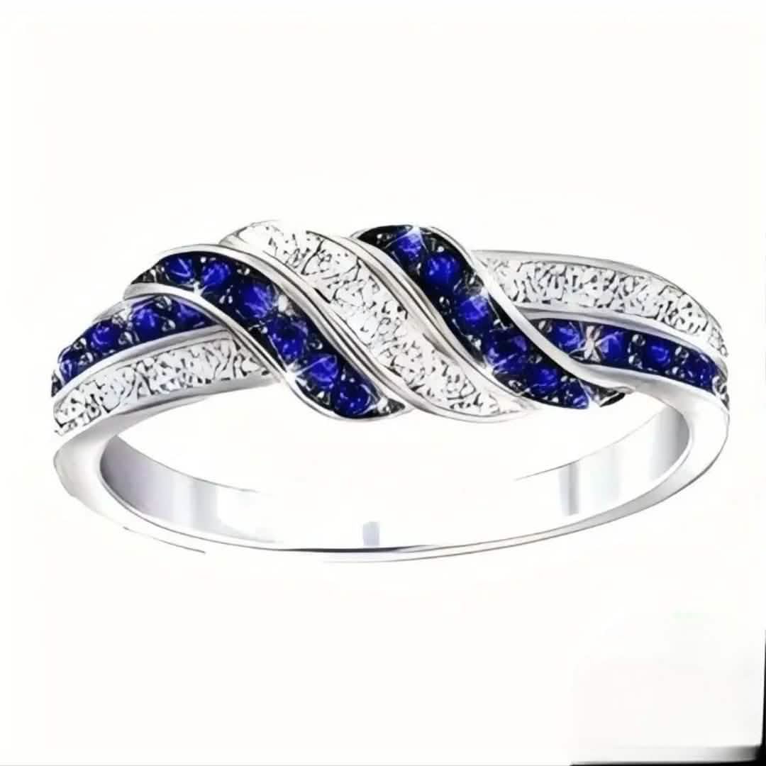 Funkelnder blauer Zirkonia-Infinity-Liebesring – 925er Sterlingsilber