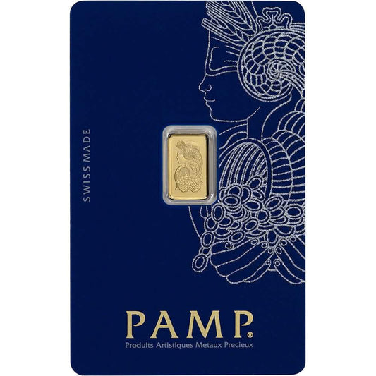1 Gramm Goldbarren PAMP Suisse Fortuna 999.9 Fein in versiegelter Assay-Verpackung