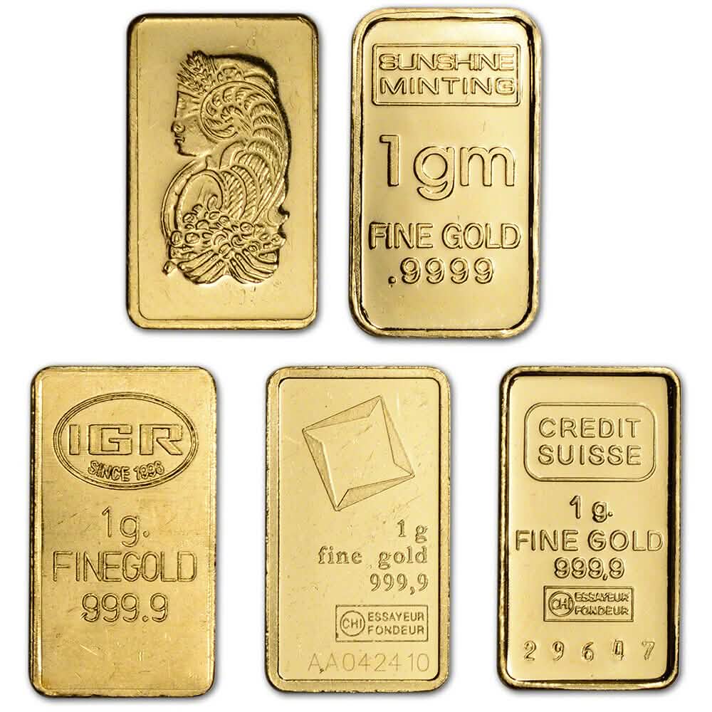 1 Gramm Goldbarren - Zufällige Marke - Sekundärmarkt - 999.9 Feinheit