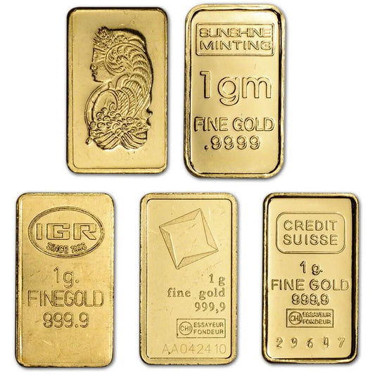 1 Gramm Goldbarren - Zufällige Marke - Sekundärmarkt - 999.9 Feinheit