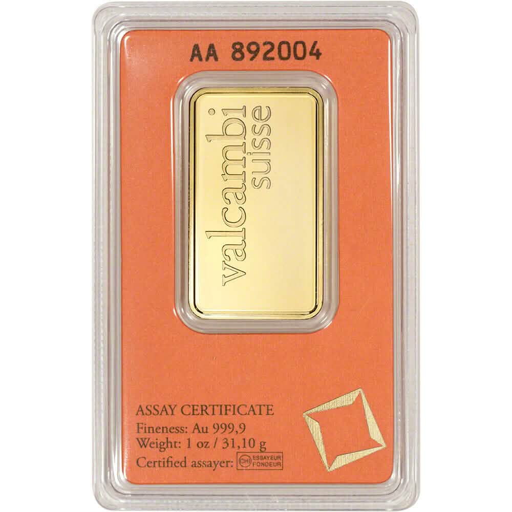 1 oz Goldbarren Valcambi Suisse 999.9 Fein im Blister