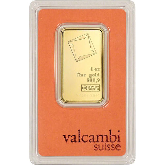 1 oz Goldbarren Valcambi Suisse 999.9 Fein im Blister