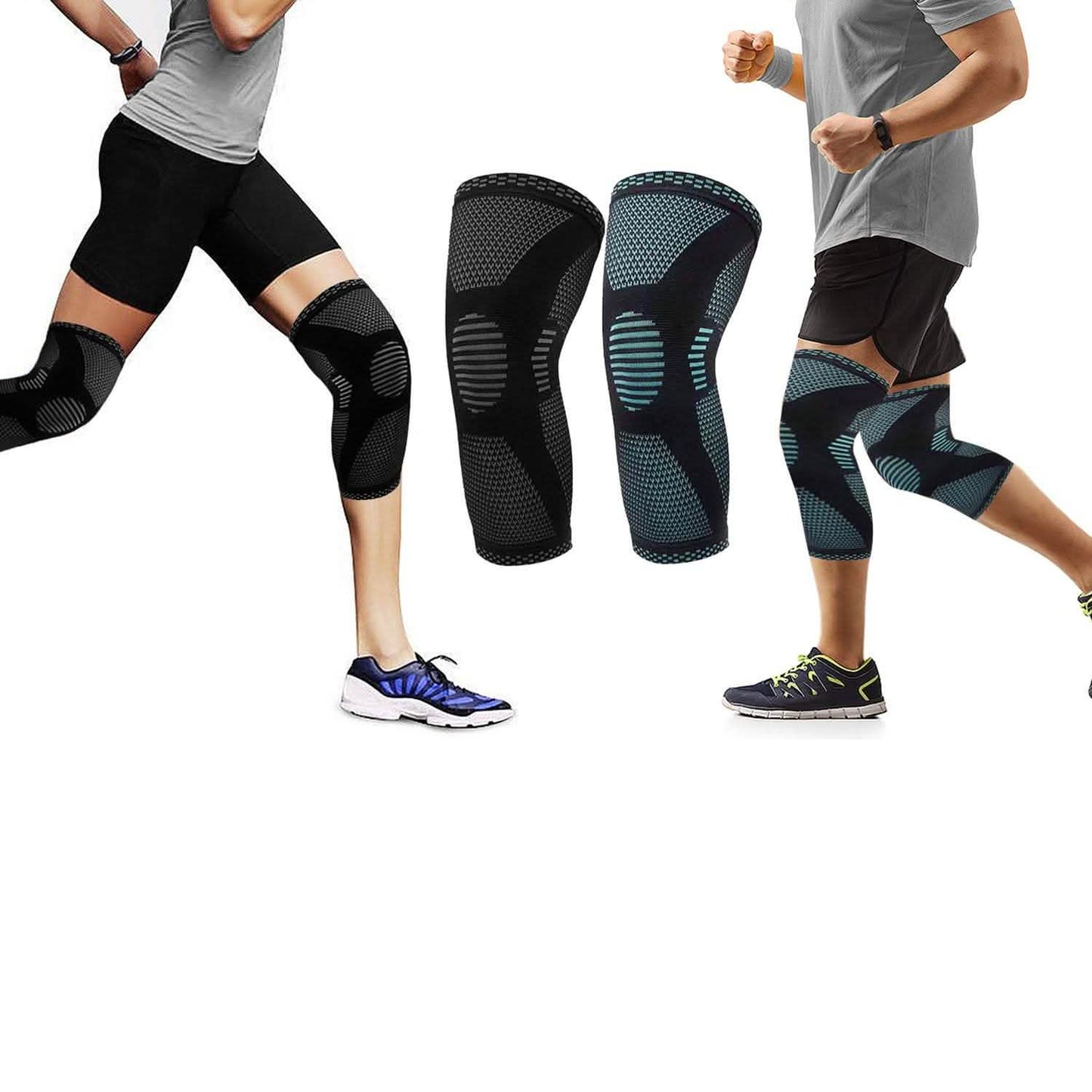 1-Paar: Kniekompressionsbandage mit Gel-Haftung zur Unterstützung und Regeneration