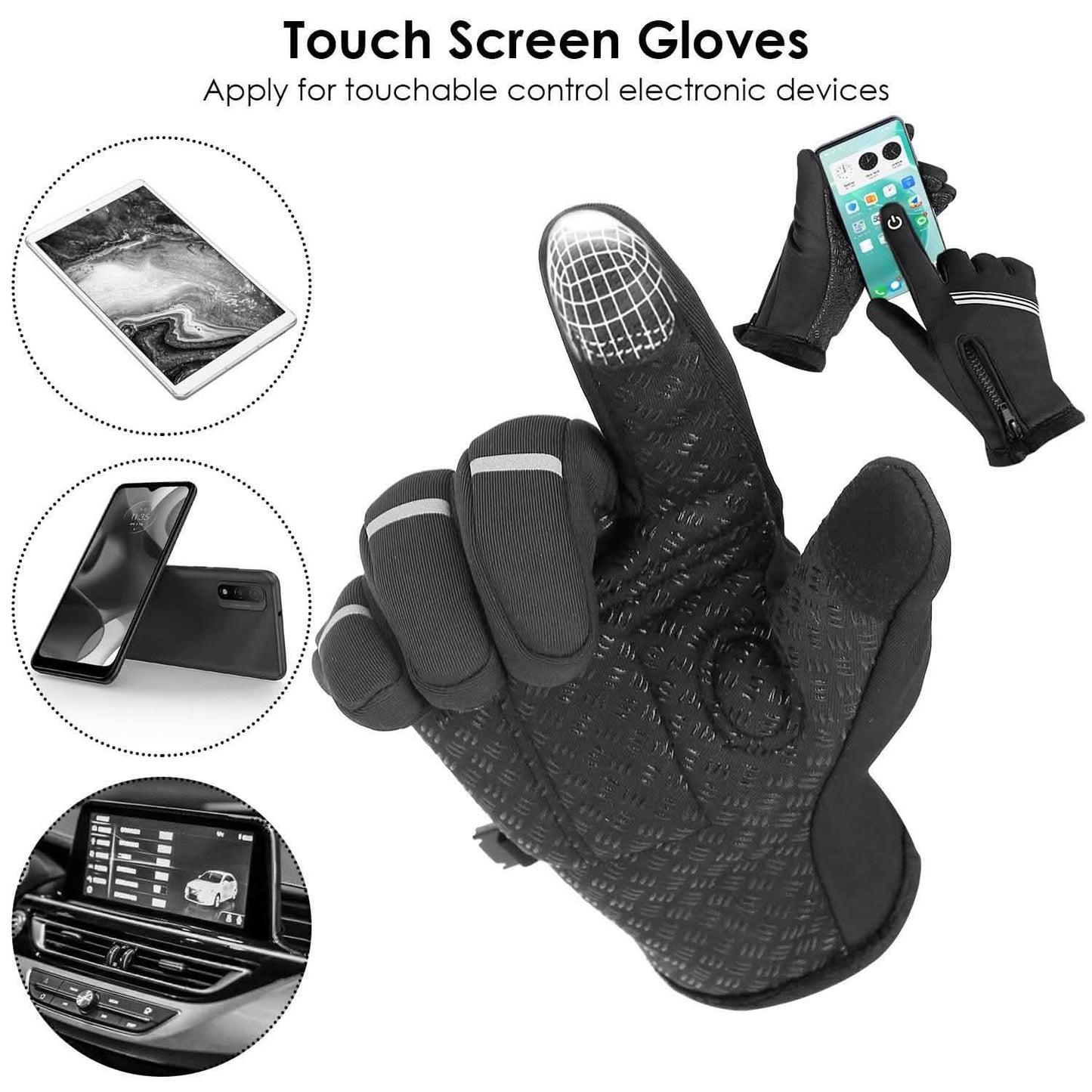 1-Paar: Winter-Touchscreen-Thermische Handschuhe
