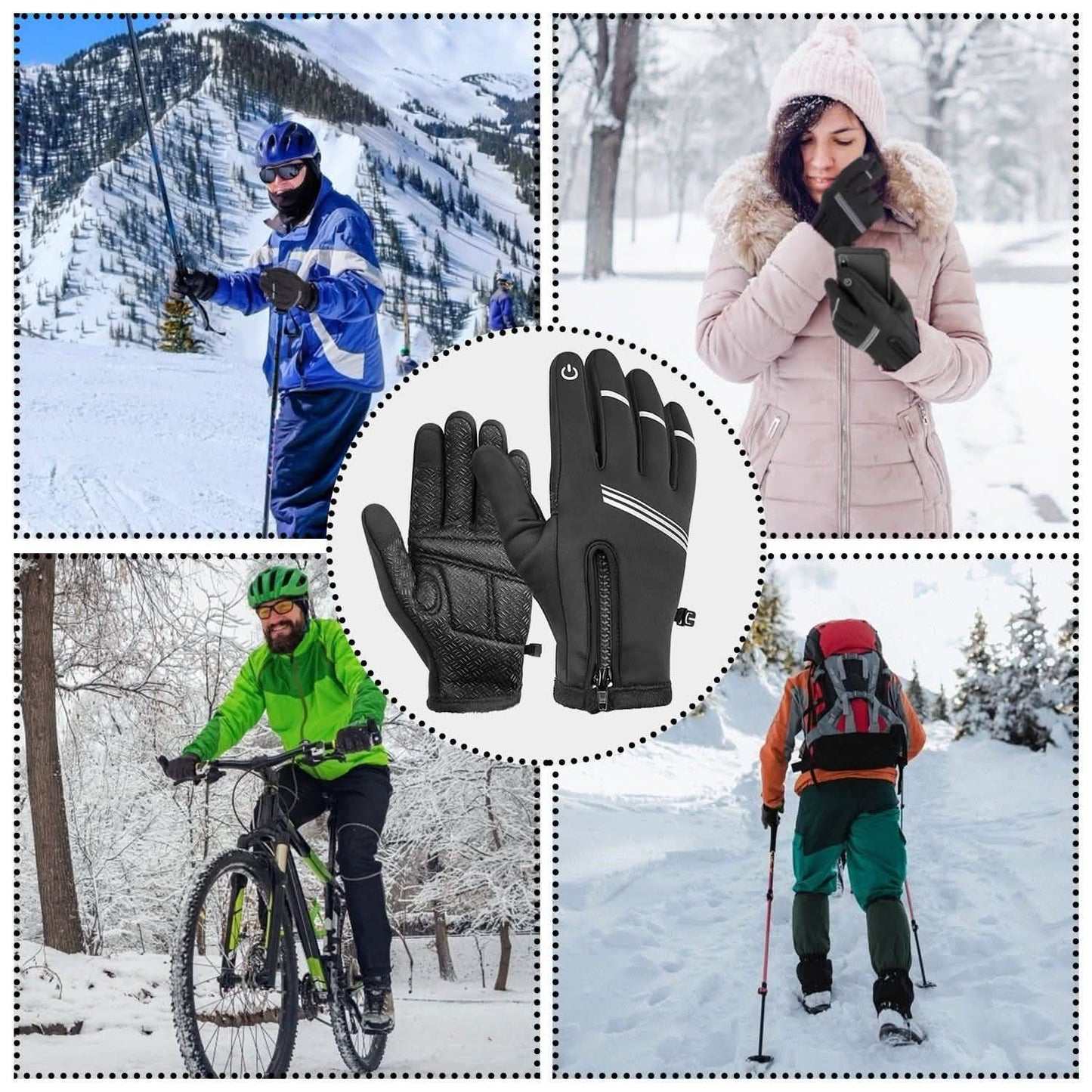 1-Paar: Winter-Touchscreen-Thermische Handschuhe