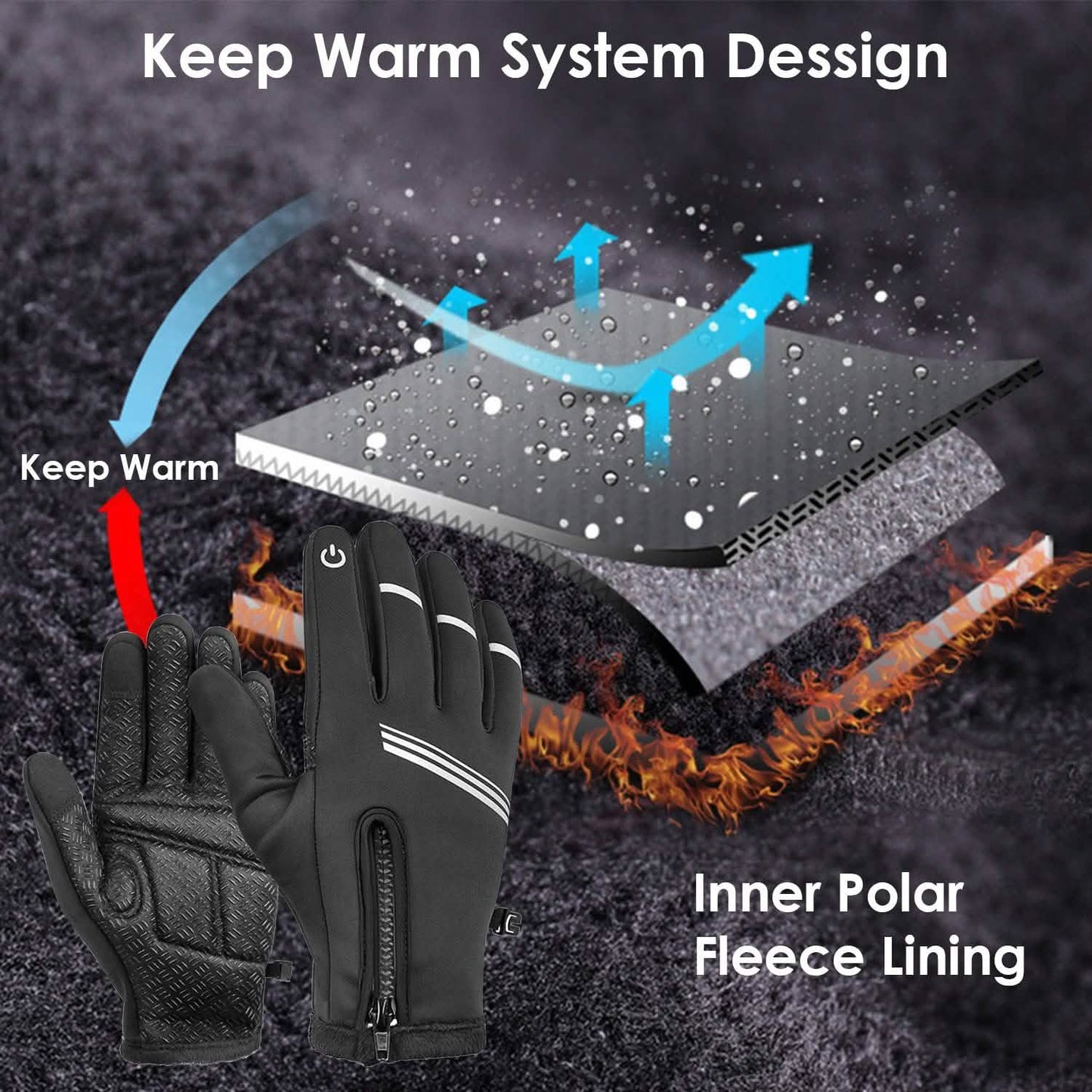 1-Paar: Winter-Touchscreen-Thermische Handschuhe