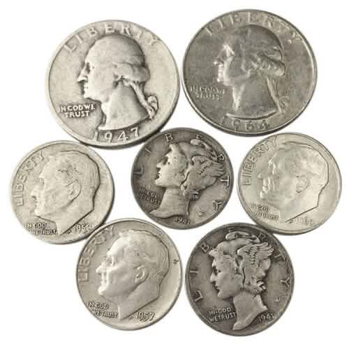 1 Troy Pfund Mischung 90% Schrottsilbermünzen US Mint Vor 65 Los 2