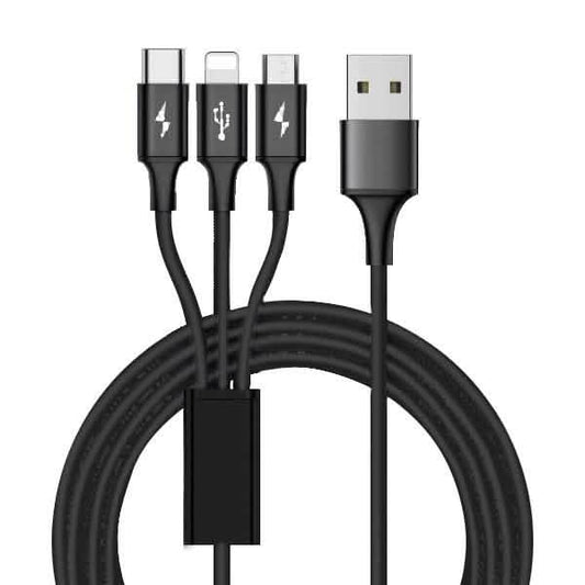 10 Fuß High-Speed 3-in-1 Lightning-, Micro- & USB-C-Ladekabel