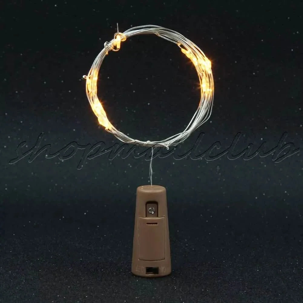 10er-Pack: Weinflaschen-Lichterkette mit 20 LEDs, korkenförmig, Fee-Draht-Nachtlicht