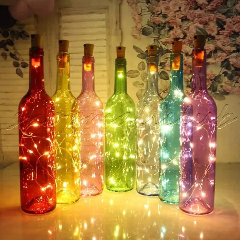10er-Pack: Weinflaschen-Lichterkette mit 20 LEDs, korkenförmig, Fee-Draht-Nachtlicht