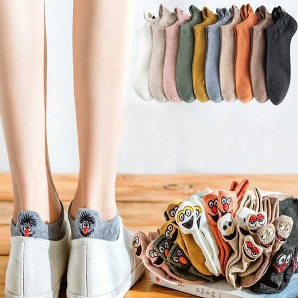 10er-Pack: Bestickte Socken für Damen mit Ausdrücken