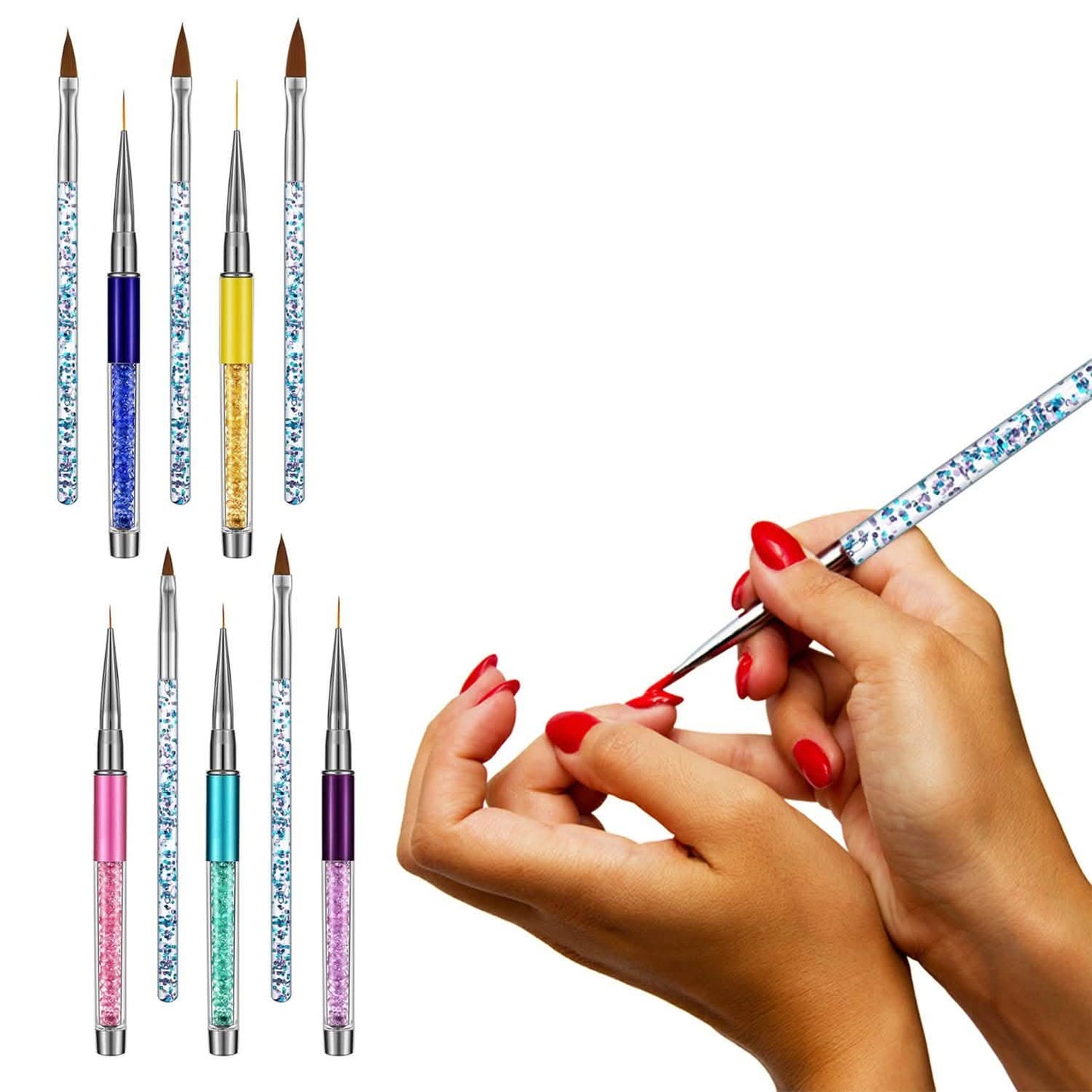 10er-Pack: Premium Silikon 3D Nail Art Liner und Pinsel Set