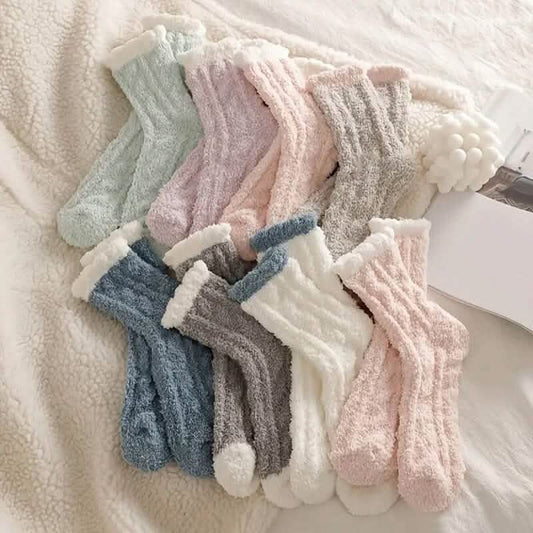 10 Paar: Coral-Fleece Crew Socken