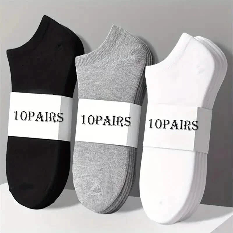10 Paar: Herren Socken, einfarbig, Sport, niedrig geschnitten, atmungsaktiv, schweißabsorbierend, bequem, weich, lässig, einfacher Stil