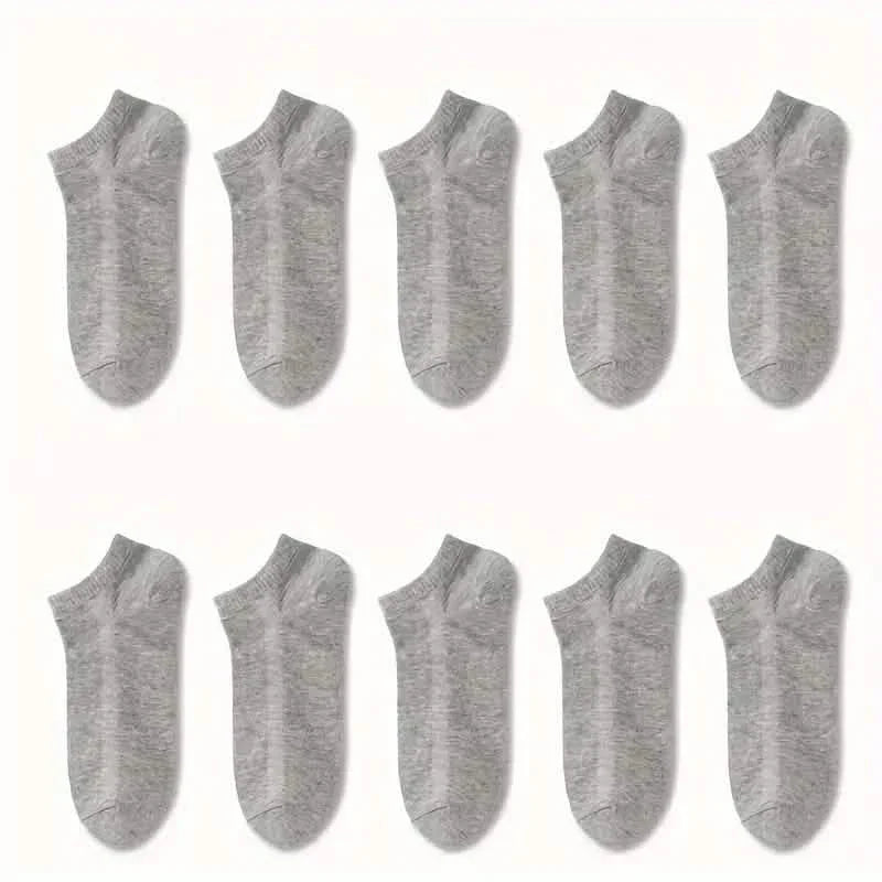 10 Paar: Herren Socken, einfarbig, Sport, niedrig geschnitten, atmungsaktiv, schweißabsorbierend, bequem, weich, lässig, einfacher Stil