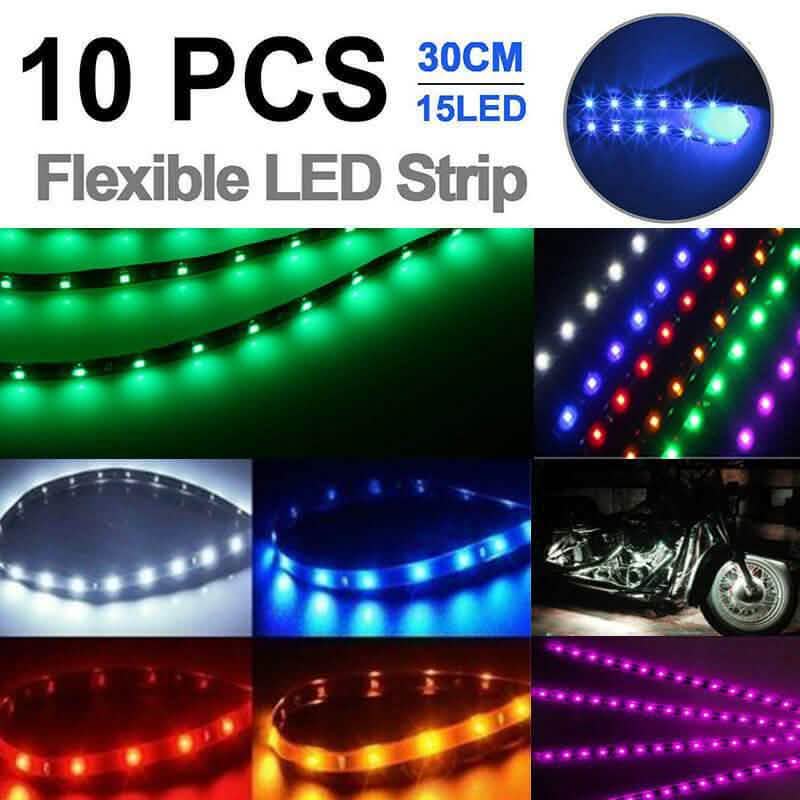 10er-Pack: 30,5 cm 15SMD wasserdichter 12V flexibler LED-Streifen für Autos