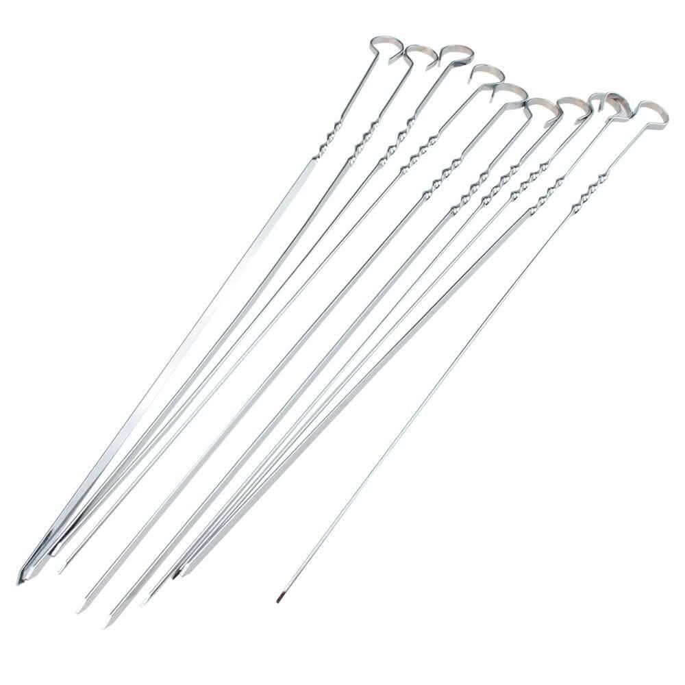 10 Stück: 38 cm lange Edelstahl-Grillspieße