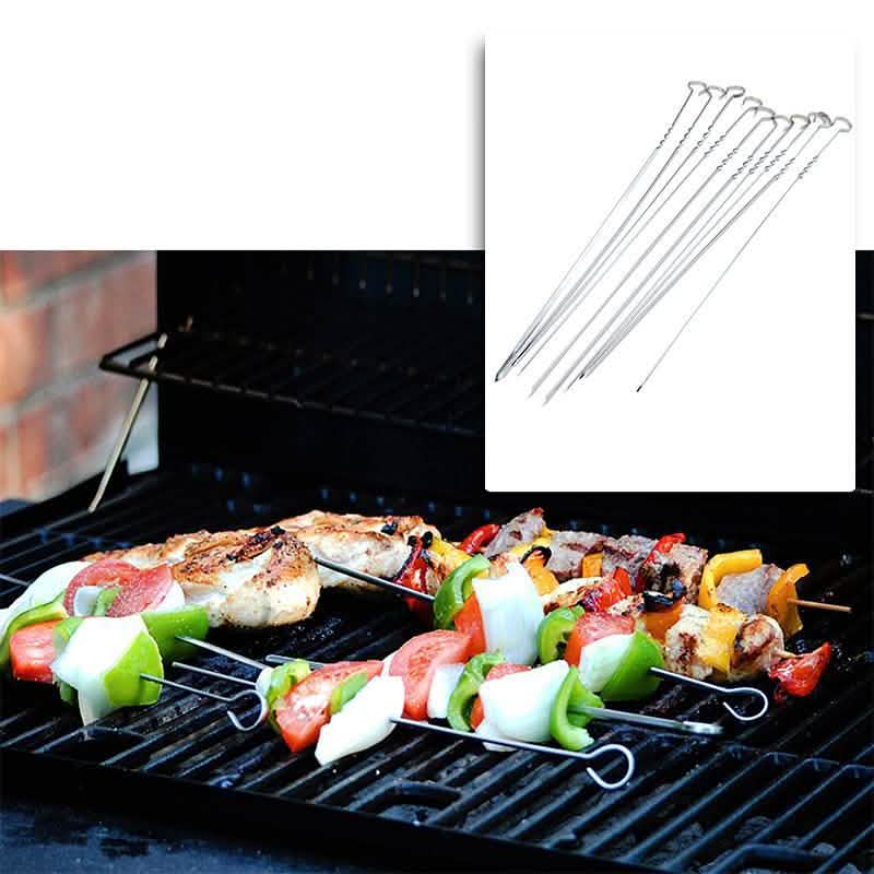 10 Stück: 38 cm lange Edelstahl-Grillspieße